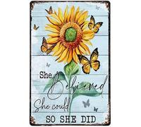 Vintage Metal Sign Butterfly Sunflower She Believed She Could So She Did Metal Tin Sign Vintage Metal Tin Sign Poster Wall Farm Yard Club Vintage Bar Wall Decor 8x12 Inch