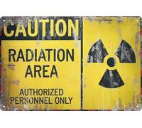 Vintage Metal Sign Classic Radiation Hazard 8x12inch in Iron Wall Hanging Plaque Retro for Kitchen Garage for Man Cave Cafe & Living Room Cafe Wall Art Decor