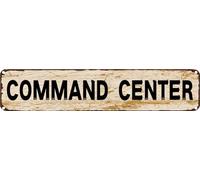 Vintage Metal Sign COMMAND CENTER Tin Sign Christmas Decor Retro Wall Decor For Home Coffee Bar Funny Aluminum Sign 16x4 inch