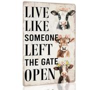 Vintage Metal Sign Cow Live Like Someone Left The Gate Open Metal Tin Sign For Home Outdoor Indoor Office Bar Yard Decor 8x12 Inch