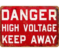 Vintage Metal Sign - Danger High Voltage Keep Away Home Decor 12"x8"
