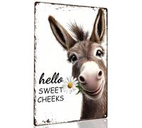 Vintage Metal Sign Donkey Hello Sweet Cheeks Metal Tin Sign For Home Outdoor Indoor Office Bar Yard Decor 8x12 Inch