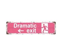 Vintage Metal Sign Dramatic Exit (Left Arrow) Sign For Home Decoration,Living Room,Dining Room,Bedroom And Other Spaces-4×16 Inch