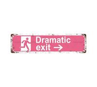 Vintage Metal Sign Dramatic Exit (Right Arrow) Sign For Home Decoration,Living Room,Dining Room,Bedroom And Other Spaces-4×16 Inch