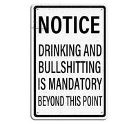 Vintage Metal Sign Drinking and Bullting is Mandatory Beyond This Point Warning Wall Poster for Garden Bar Home Kitchen Cafes Workplace Store Decor 8"x12"