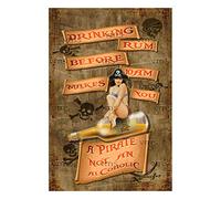 Vintage Metal Sign DRINKING RUM PIRATE 8X12 inch Home Decor Inside Outside Bar Kitchen Pub Decorative Plaques