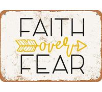Vintage Metal Sign - Faith Over Fear Wall Decor 8X12 Inch