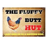Vintage Metal Sign FLUFFY BUTT HUT 12X8 inch Home Decor Inside Outside Bar Kitchen Pub Decorative Plaques