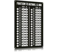 Vintage Metal Sign Fraction to Decimal & Mm Tin Sign Math Conversion Chart Poster Math Teaching Science Plaque Home Classroom Office Wall Decor 8x12 Inch