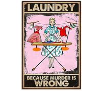 Vintage Metal Sign,Funny Decor Metal Tin Sign Laundry Because Murder Is Wrong For Lovers For Home Coffee Garden 5.5x8inch