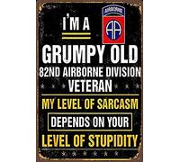 Vintage Metal Sign I'm A Grumpy Old 82nd Airborne Division Veteran Poster Retro Plaque Wall Decor Gift For Home Kitchen Office Club Bar Gym Tin Signs 8×12 INCH