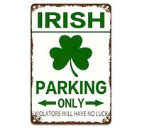 Vintage Metal Sign Irish Parking Only Violators Will Have No Luck Vintage Wall Decor Metal Plaque For Home Kitchen Bar Pub Cafe Farm Garden Garage Decor Retro Metal Tin Sign 8X12 Inches