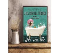Vintage Metal Sign Jack Russell Terrier and Co Bath Soap Wash Your Paws Funny Retro Vintage Aluminum Sign for Home Garden Coffee Wall Decor 8x12 Inch