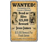 Vintage Metal Sign Jesse James Wanted Poster Wall Decor For Bar Farm House Coffee Poster Plaque Decorative 20x30cm