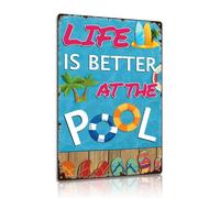 Vintage Metal Sign - Life Is Better at the Pool Retro Wall Art - Summer, Beach, Poolside, Home or Bar Decoration 8x12 Inch (2564)