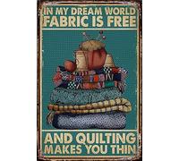 Vintage Metal Sign Look Fabric And Quilting Makes You Thin Signs Bathroom Sign Retro Farmhouse Home Restroom Toilet 8x12 Inch Metal Tin Signs