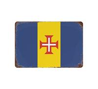Vintage Metal Sign Madeira National Flag Retro Tin Signs Metal Plate Sign Street Signs Cafe Bar Pub Beer Club Wall Home Decor 12" x 8"