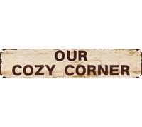 Vintage Metal Sign OUR COZY CORNER Aluminum Sign Tin Sign Retro Wall Decor for Home, Office, Bar, Kitchen, Garage 16x4 inch