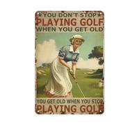 Vintage Metal Sign Retro Golf Lady Wall Decor - Motivational Art for Golf Lovers - Funny 8x12 inches Tin Poster with Exciting Beauty Woman Playing Golf - Boho and Hippie Style