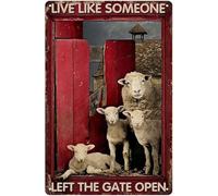 Vintage Metal Sign Sheep Live Like Someone Left The Gate Open Funny Retro Vintage Aluminum Sign for Home Garden Coffee Wall Decor 12x16 Inch