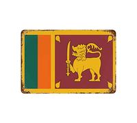 Vintage Metal Sign Sri Lanka National Flag Retro Tin Signs Metal Plate Sign Street Signs Cafe Bar Pub Beer Club Wall Home Decor 12" x 8"