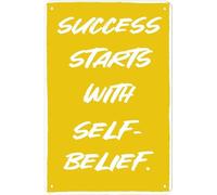 Vintage Metal Sign SUCCESS STARTS WITH SELF BELIEF Aluminum Sign Tin Sign Retro Wall Decor for Home, Office, Bar, Kitchen, Garage 8x12 inch