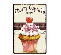 Vintage Metal Sign Tin Sign Cherry Cupcake Recipe Home Bar Kitchen Pub Club Wall Decor Signs 12x8inch