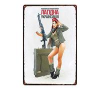 Vintage Metal Sign Tin Sign Russian Pin Up Sexy Girl Army Girl Guns Home Bar Club Pub Wall Decor Signs Retro Metal Tin Sign 8X12 Inches
