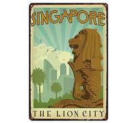 Vintage Metal Sign Tin Sign Singapore The Lion City Home Bar Kitchen Hotel Wall Decor Sign 30x40cm