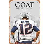 Vintage Metal Sign - Tom Brady Goat - 8"X12" Tin Plate Wall Decor