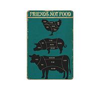 Vintage Metal Sign Vegan tin Sign Vegan Art Vegan Butcher tin Sign Vegan Print Vegan Vegan Wall Decor Animal Lovers,Aluminum Sign for Bathroom Kitchen Home Bar Cafe Garage Man Cave 8" x 12"