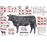 Vintage Metal Sign Vintage Wall Decor Aluminium Poster Angus Beef Cuts of Meat Butcher Chart Poster Kitchen Restaurant Supermarket 8x12 Inches
