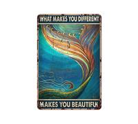 Vintage Metal Sign What Makes You Different Makes You Beautiful Mermaid Tin Sign Iron Painting Kitchen Bathroom Garage Bar Cafe Man Cave Wall Home Decor Art Poster Outdoor Plaque Novelty Gifts