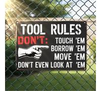 Vintage Metal Signage, 10.5x7 inch, Funny Tool Rules Don't Garage Decor for Man Cave Room Wall Decorative Home Tin Sign