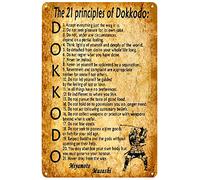 Vintage Metal Signs 21 Principles of Dokkodo Tin Sign Miyamoto Musashi Inspirational Motivational Quote Poster Wall Art Decor Plaque for Home Cafe Club Office Living Room Gift 8x12 inch