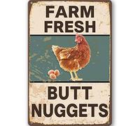 Vintage Metal Signs Chicken Coop Signs For Farm Yard Decor Farm Tin Signs For Home Kitchen Outdoor Decor Fresh Butt Nuggets 8x12 Inch