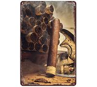 Vintage Metal Signs Cigar Close-up Poster Tin Sign Wall Art Decor Plaque for Home Bar Pub Club Lounge Garage Living Room Man Cave 12x 8 inch