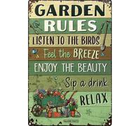 Vintage Metal Signs Garden Rules Retro Metal Tin Signs For Home Man Cave Basement Decor Bar Accessories and Garage Signs Bar Pictures Wall Decor 8x12 Inch
