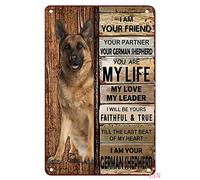 Vintage Metal Signs German Shepherd I am Your Friend Your Partner Your German Shepherd Tin Sign Chic Art Wall Metal Decorations Funny Iron Plaque Signs Gift for Living Room 8x12 inch