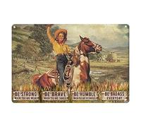 Vintage Metal Signs Horse Riding Girl Retro Metal Tin Signs For Home Man Cave Basement Decor Bar Accessories And Decor Garage Signs Bar Pictures Wall Decor Garage Decor 12X8 Inch