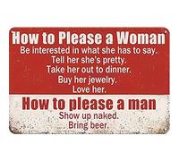 Vintage Metal Signs How to Please Retro Metal Tin Signs For Home Man Cave Basement Decor Bar Accessories and Garage Signs Bar Pictures Wall Decor 16X12 Inch