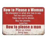 Vintage Metal Signs How to Please Retro Metal Tin Signs For Home Man Cave Basement Decor Bar Accessories And Decor Garage Signs Bar Pictures Wall Decor Garage Decor 12X8 Inch