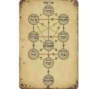 Vintage Metal Signs Kabbalah Retro Wall Decor New Age Belief Symbol Tree Of Life Wall Art Magic Spiritual Meditation Decorations For Office Pictures Bedroom Vertical 12x16 Inch