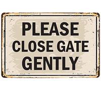 Vintage Metal Signs Please Close The Gate Gently Tin Sign Retro Poster Wall Art Decor Plaque for Home Farmhouse Kitchen Room Indoors or Outdoors 12x8 inch