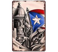Vintage Metal Signs Puerto Rico Flag Tin Sign Frog Patriotic Poster Wall Art Decor Plaque for Home Bar Pub Club Cafe Modern Family Bedroom Gift 12x8 inch