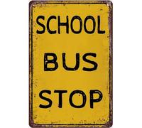 Vintage Metal Signs School Bus Stop Tin Sign Retro Metal Tin Sign Bar Home Decoration Sign Gift for Parents,friends, Home Office Restaurant Garage Bar 8x12 Inches