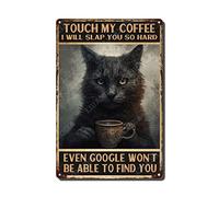 Vintage Metal Signs Touch My Coffee Black Cat Art Poster tin Sign for Family The Bar Restaurant Cafe Bathroom Garage Office Arts Decor 8x12 inch-Tin sign