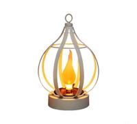 Vintage Metal Solar Lantern with Realistic Flame Effect