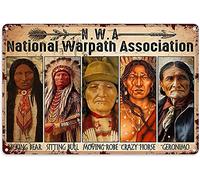 Vintage Metal Tin Plaque Signs Retro Signs Native American Metal Sign Vintage Home Decor National Warpath Association Posters Club Room Bar Wall Decor Office Art Tin Plaquees 5.5x8inch