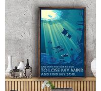 Vintage Metal Tin Plaque Signs Scuba Diving And Into The Ocean I Go To Lose My Mind And Find My Soul Metal Tin Sign Vintage Kitchen Pub Funny Coffee Bar Restroom Yard Garden Farm Man Cave 8X12inch